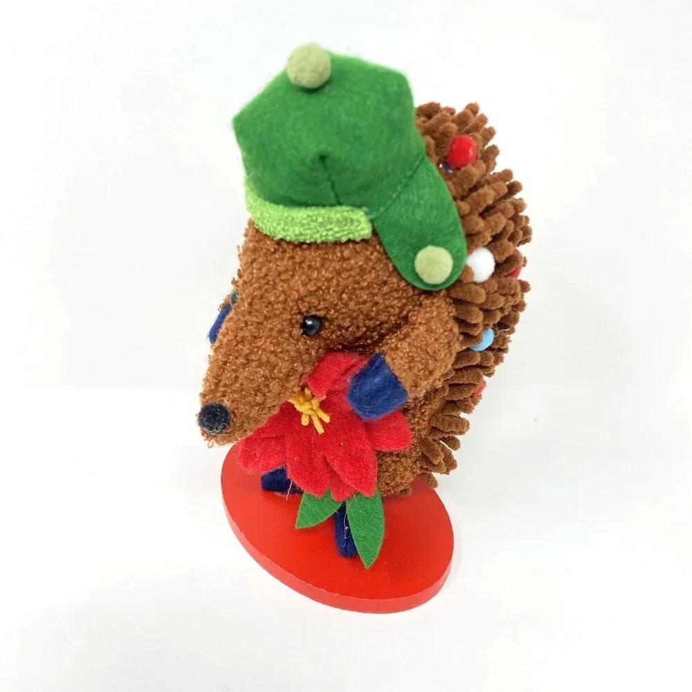 Target Faux Shearling Hedgehog Poinsettia Christmas Animal Figurine Wondershop™